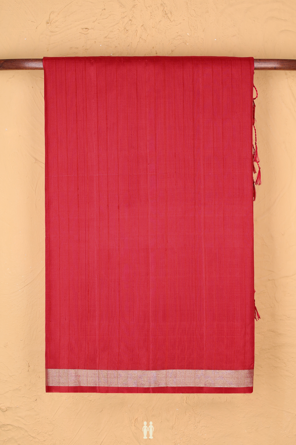 Soft Silk Saree In Crimson Red With Stripes Design