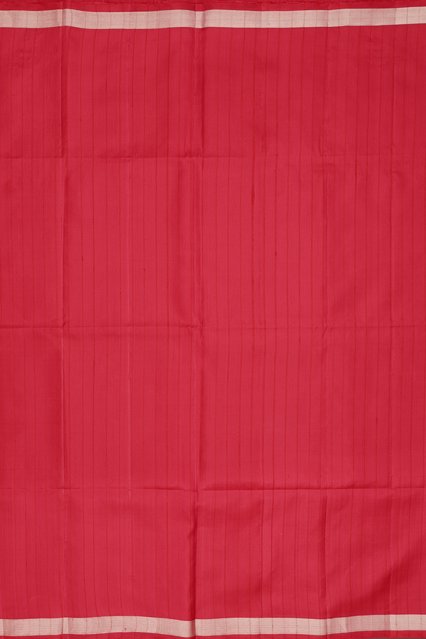 Soft Silk Saree In Crimson Red With Stripes Design