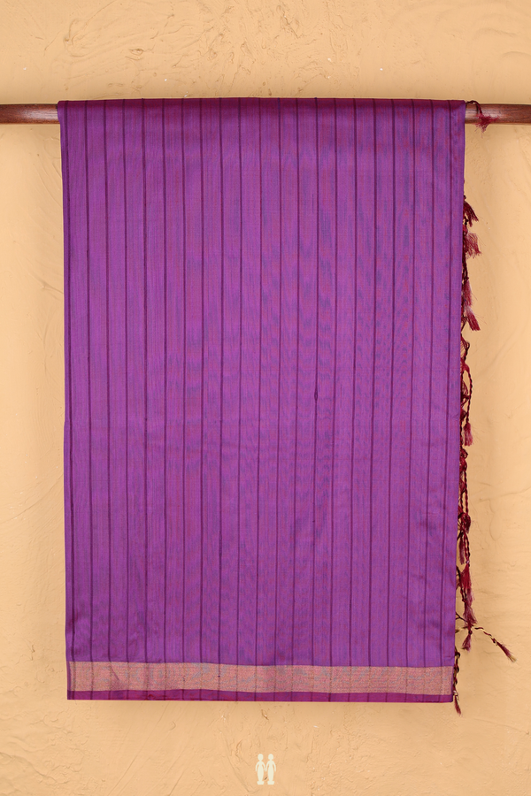 Soft Silk Saree In Purple With Stripes Design
