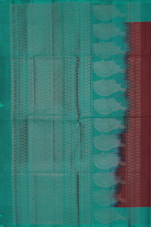 Soft Silk Saree In Rust Red With Zari Motifs