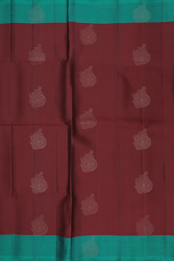 Soft Silk Saree In Rust Red With Zari Motifs