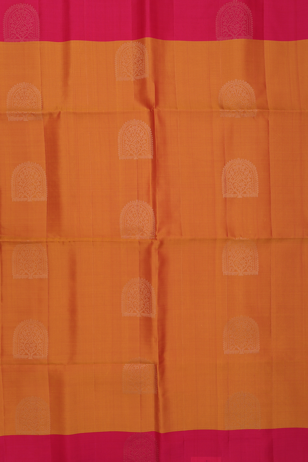 Soft Silk Saree In Ginger Orange With Zari Motifs
