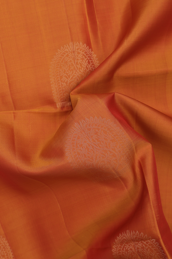Soft Silk Saree In Ginger Orange With Zari Motifs