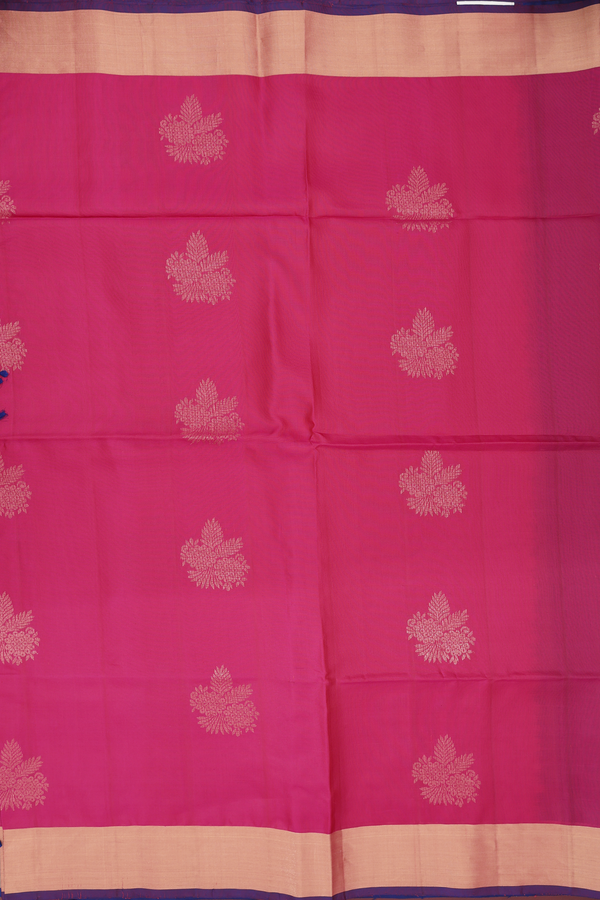 Soft Silk Saree In Magenta With Floral Motifs