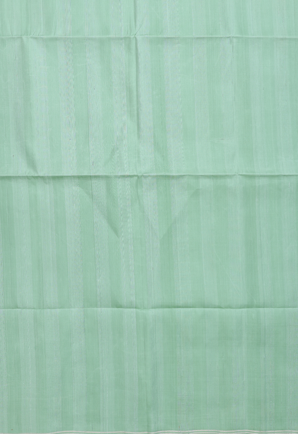 Soft Silk Saree In Plain Dusty Green With Zari Border