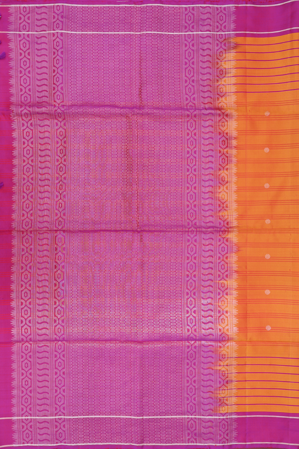 Soft Silk Saree In Royal Orange With Stripes Design