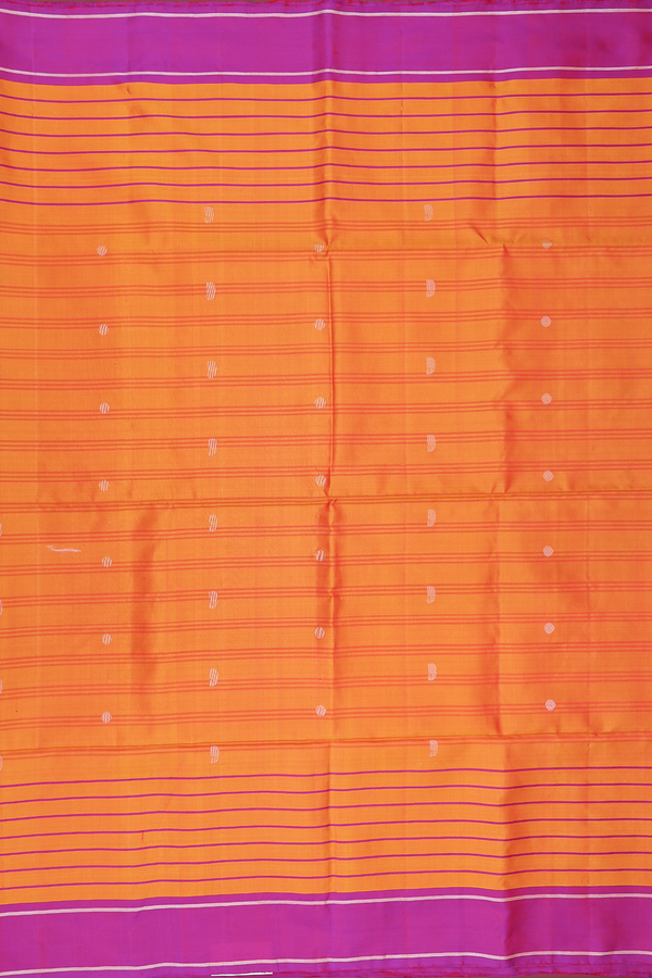 Soft Silk Saree In Royal Orange With Stripes Design