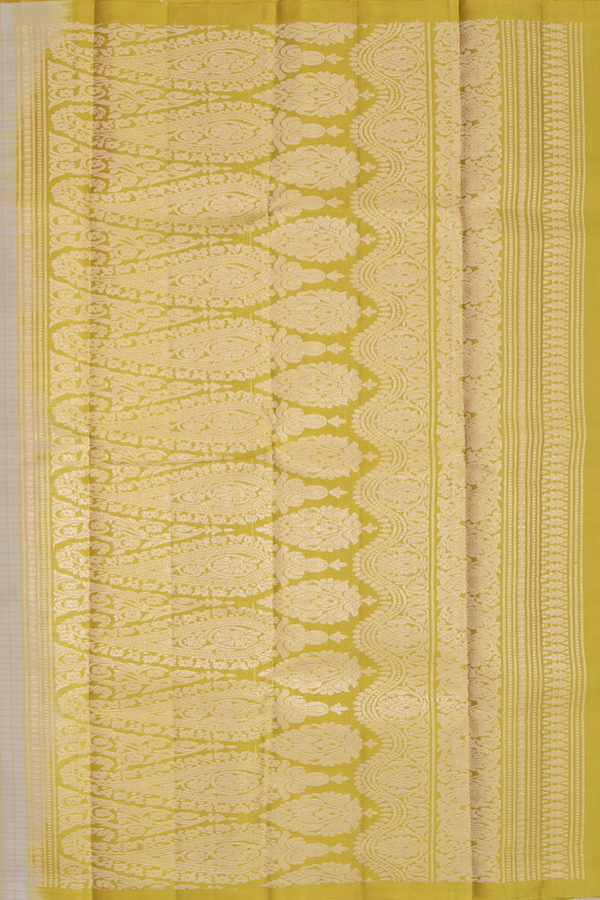 Kanchipuram Silk Saree In Beige Along Checks With Motifs