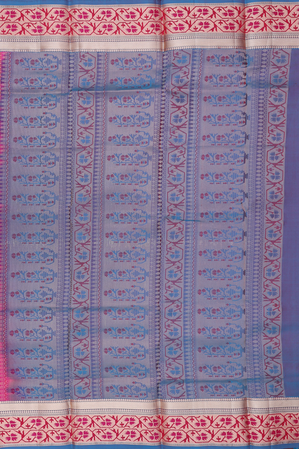 Kanchipuram Silk Saree In Pink With Zari Buttas