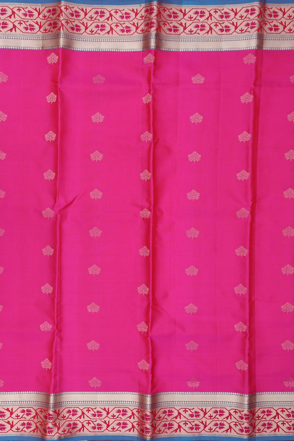 Kanchipuram Silk Saree In Pink With Zari Buttas