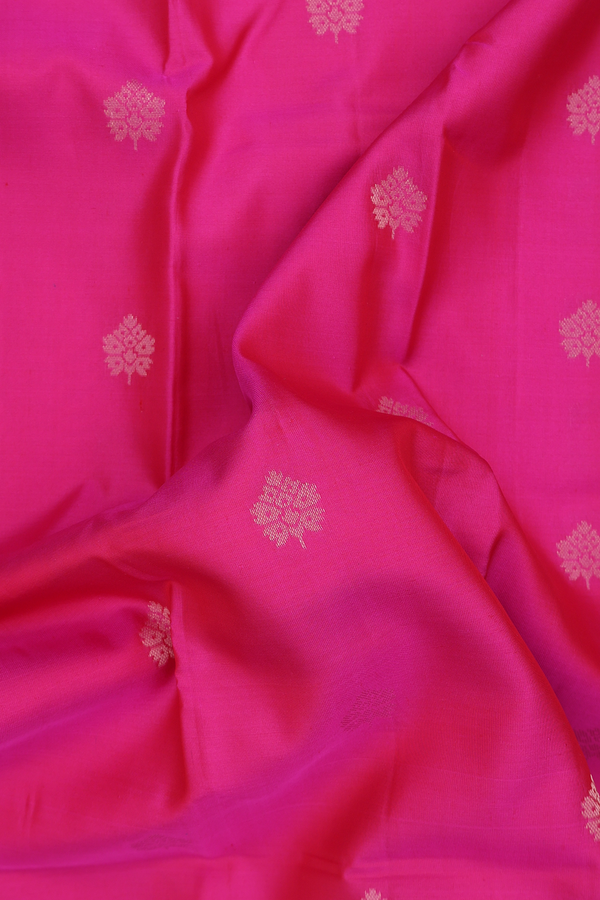 Kanchipuram Silk Saree In Pink With Zari Buttas
