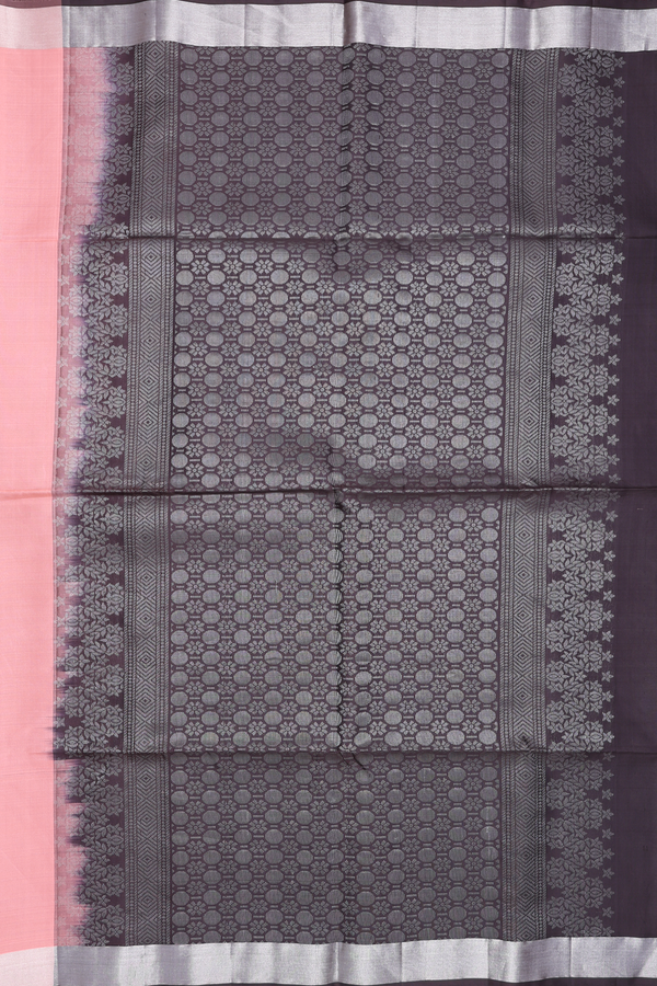 Soft Silk Saree In Peach Pink With Zari Motifs