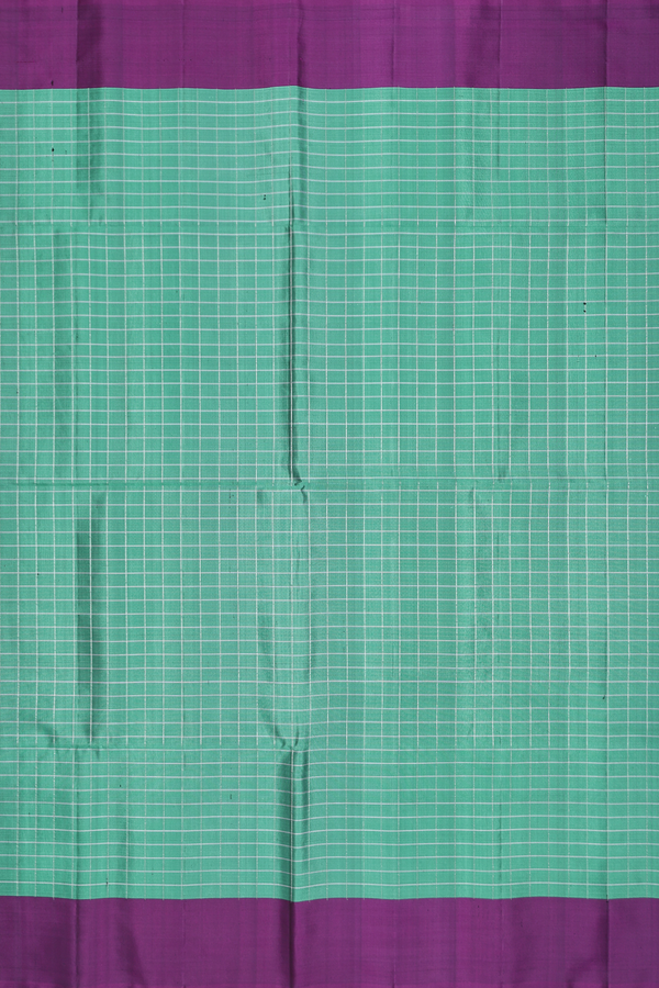 Soft Silk Saree In Jade Green With Checks Design