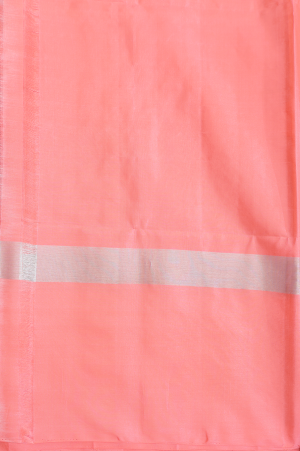 Soft Silk Saree In Peach With Checks Design
