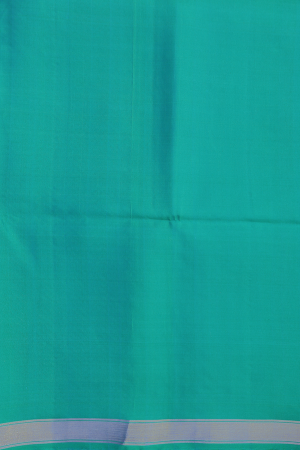 Soft Silk Saree In Sea Green With Floral Motifs