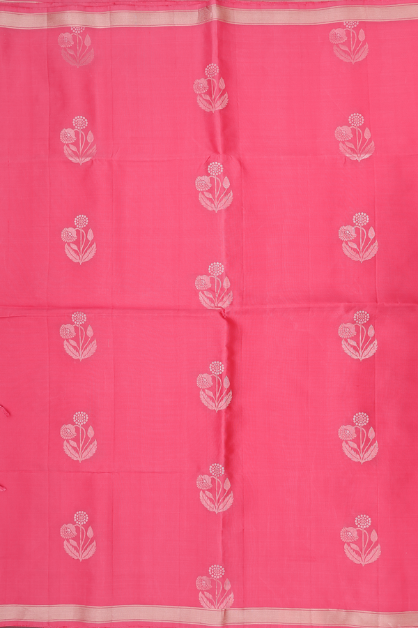 Soft Silk Saree In Pink With Floral Motifs