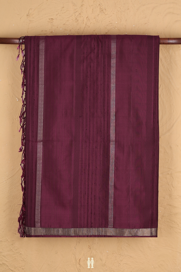 Soft Silk Saree In Berry Purple With Stripes Design