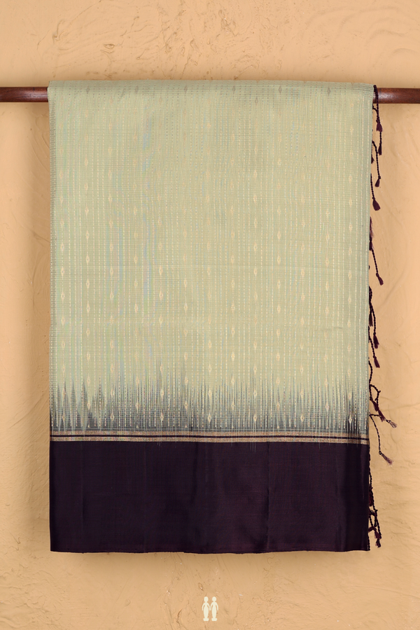 Soft Silk Saree In Moss Green With Stripes Design
