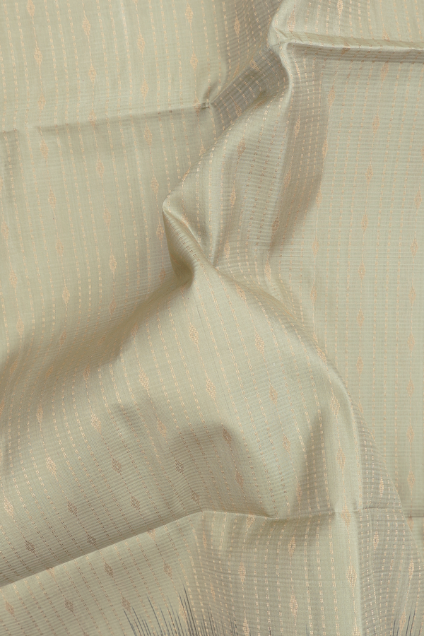 Soft Silk Saree In Moss Green With Stripes Design