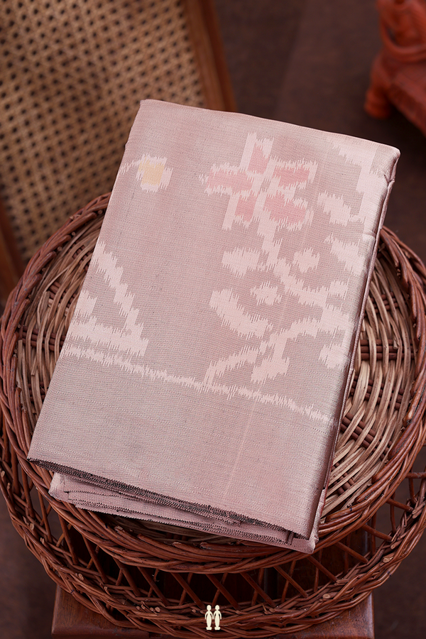 Kanchipuram Silk Saree In Rose Beige Tissue With Floral Design