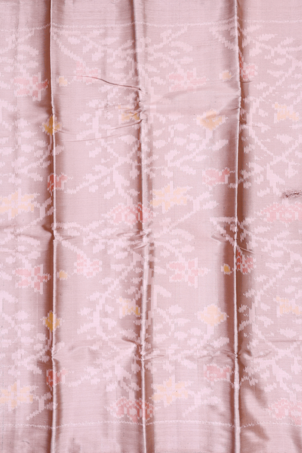 Kanchipuram Silk Saree In Rose Beige Tissue With Floral Design