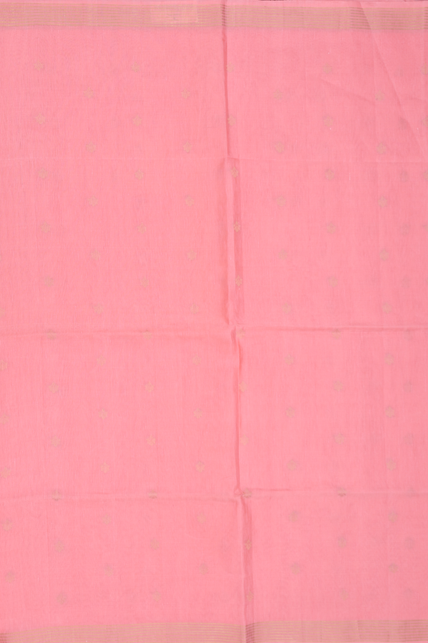Soft Silk Organza Saree In Peach Pink With Floral Buttas