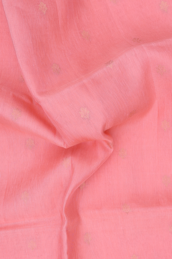Soft Silk Organza Saree In Peach Pink With Floral Buttas