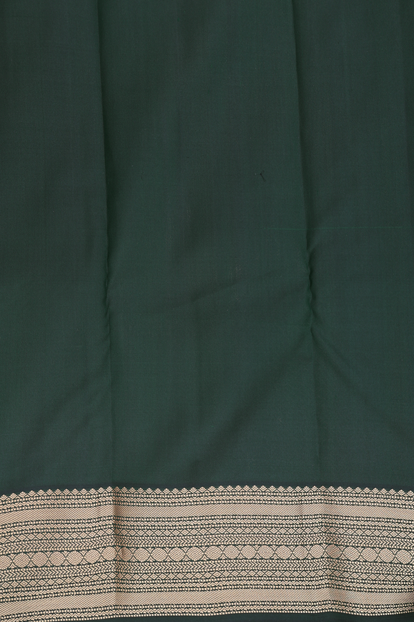 Kanchipuram Silk Saree In Turkish Blue With Tree Buttas