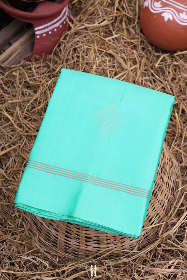 Soft Silk Saree In Tiffany Blue With Zari Motifs
