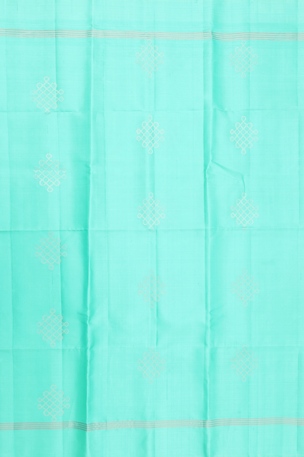 Soft Silk Saree In Tiffany Blue With Zari Motifs