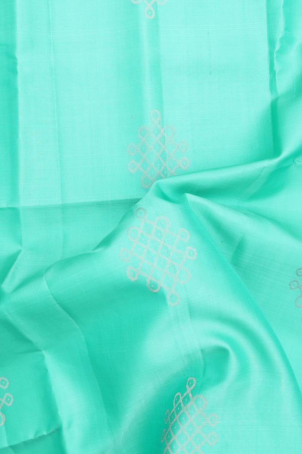 Soft Silk Saree In Tiffany Blue With Zari Motifs