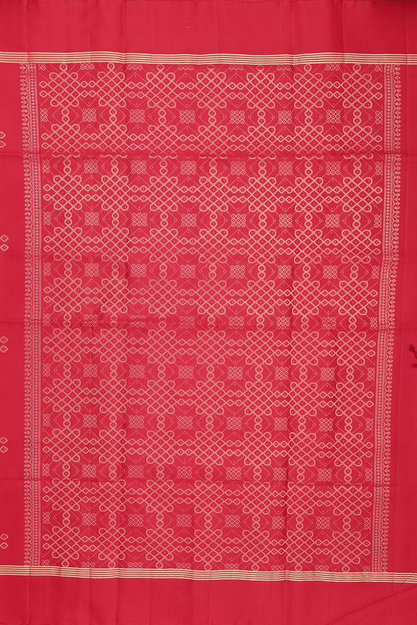 Soft Silk Saree In Scarlet Red With Zari Motifs