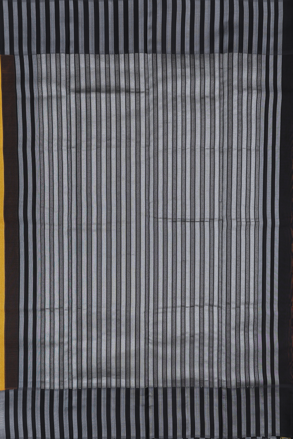 Kanchipuram Silk Saree In Honey Yellow With Stripes Design