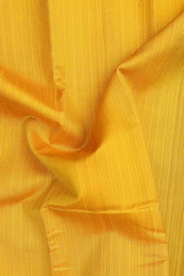 Kanchipuram Silk Saree In Honey Yellow With Stripes Design