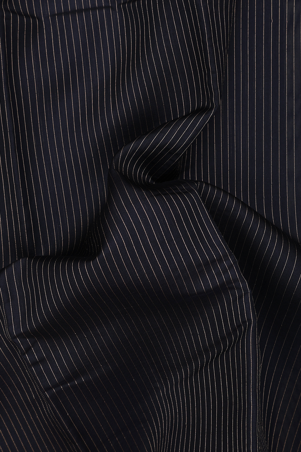 Kanchipuram Silk Saree In Black With Stripes Design