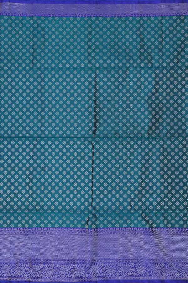 Soft Silk Saree In Teal Blue With Floral Buttas