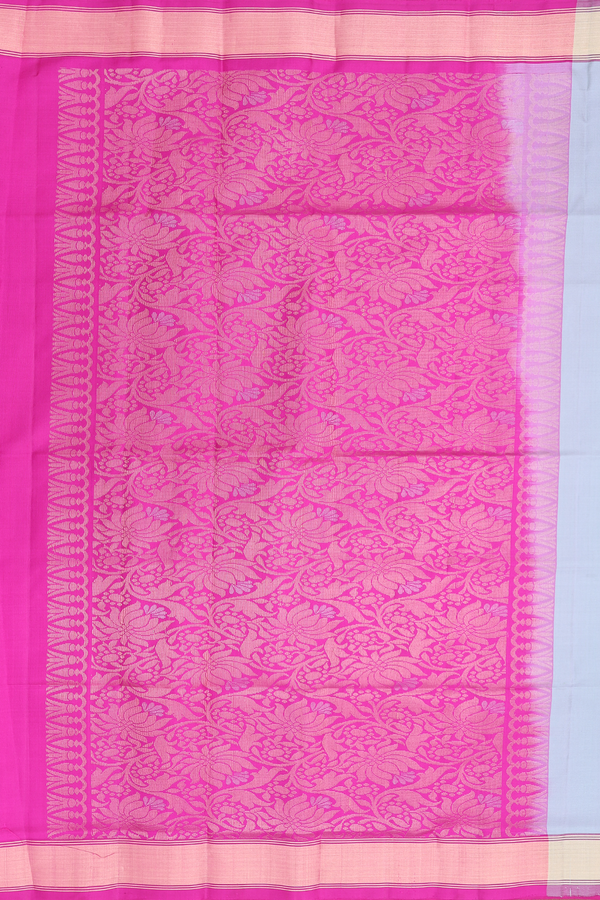 Soft Silk Saree In Stone Blue With Floral Buttas