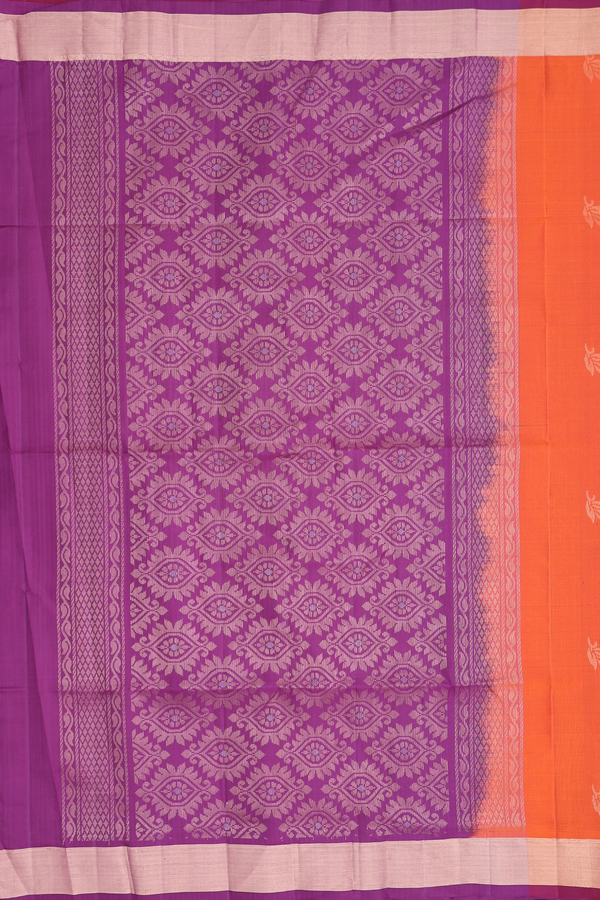 Soft Silk Saree In Spiced Orange With Floral Buttas