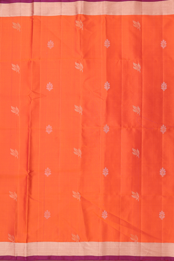 Soft Silk Saree In Spiced Orange With Floral Buttas