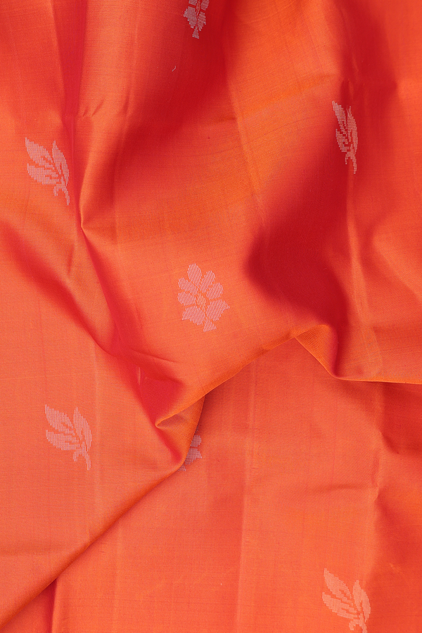Soft Silk Saree In Spiced Orange With Floral Buttas
