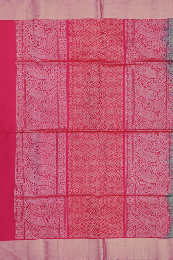 Soft Silk Saree In Greenish Blue With Diamond Motifs