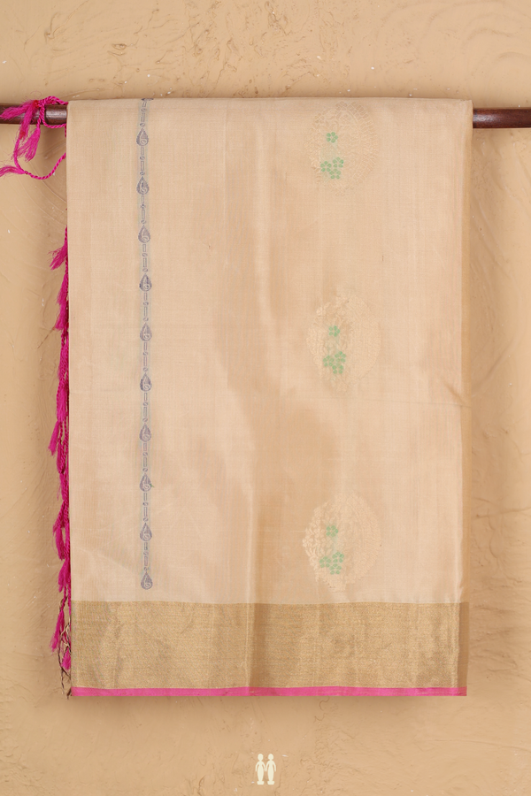 Soft Silk Saree In Cream Color With Allover Design