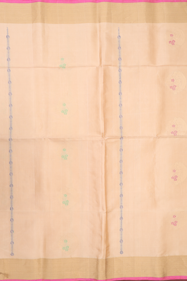 Soft Silk Saree In Cream Color With Allover Design