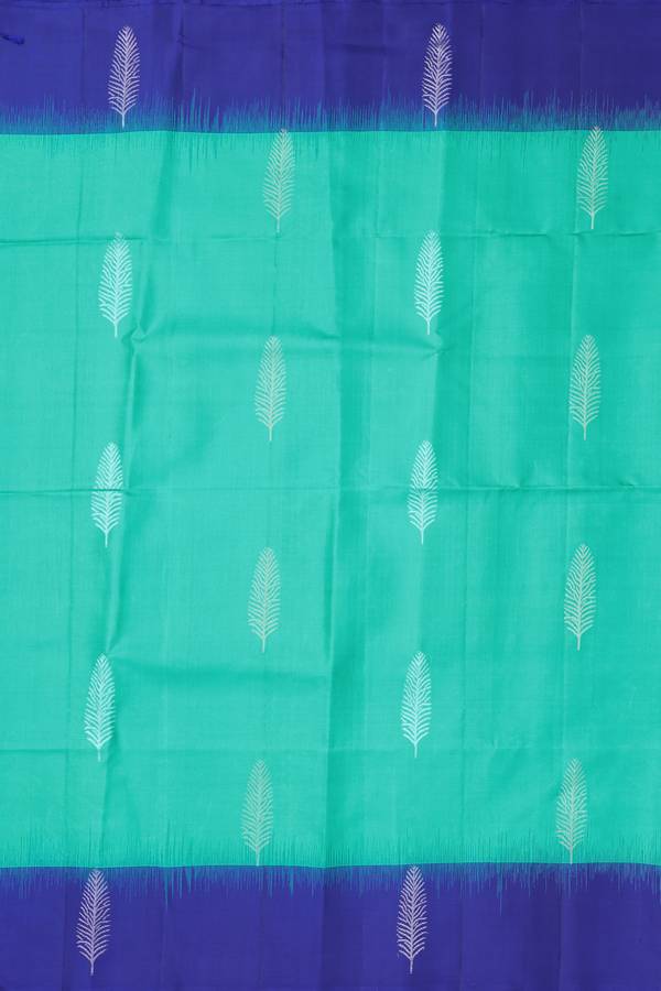 Soft Silk Saree In Sea Green With Zari Motifs