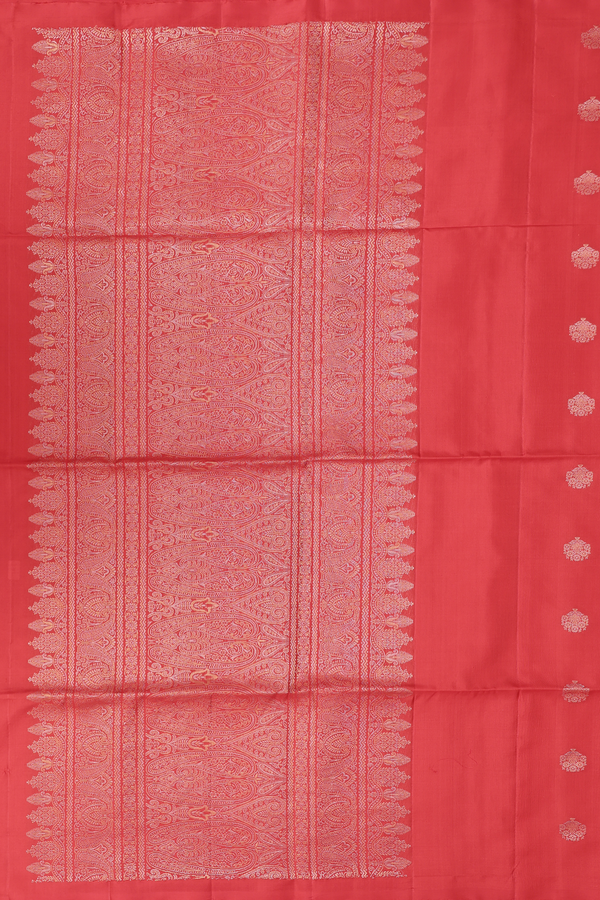 Soft Silk Saree In Scarlet Red With Floral Buttis