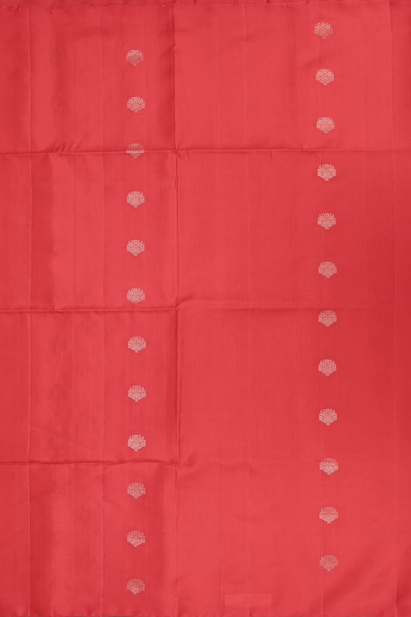 Soft Silk Saree In Scarlet Red With Floral Buttis