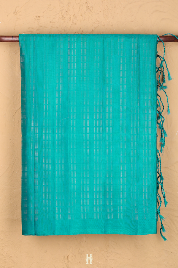 Soft Silk Saree In Peacock Blue With Stripes Design