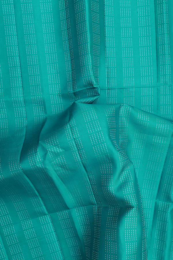 Soft Silk Saree In Peacock Blue With Stripes Design