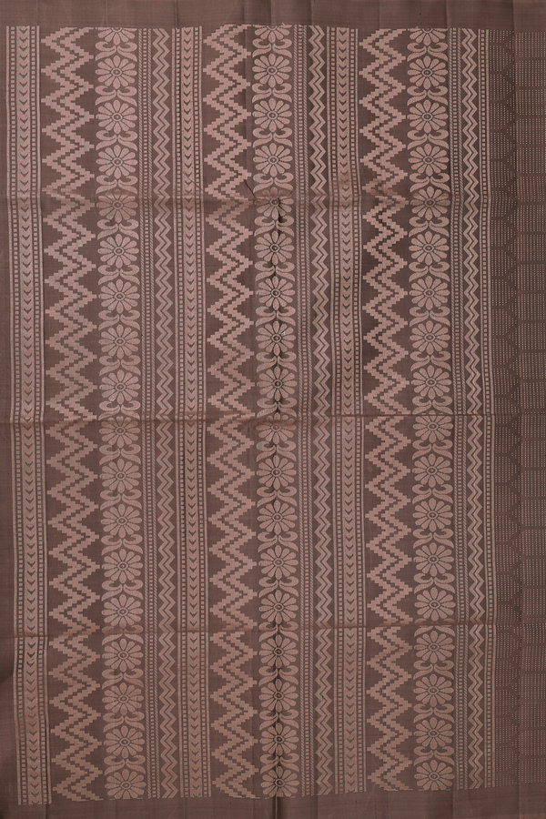 Soft Silk Saree In Walnut Brown With Allover Design