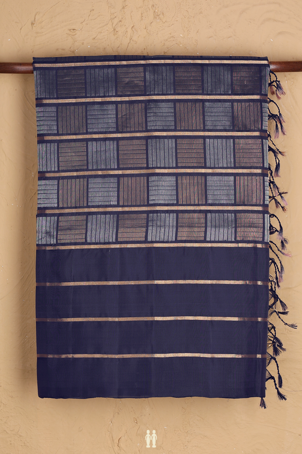 Soft Silk Saree In Navy Blue With Allover Design